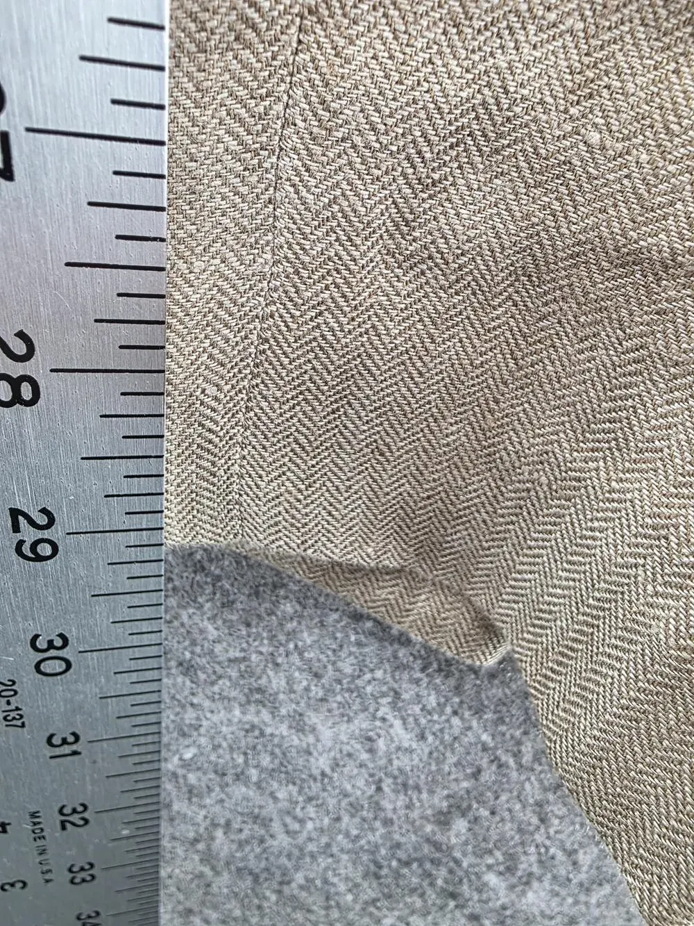 BENSOL Pants Mens 36x32 Beige Linen Slim Tapered Herringbone Dress Pants